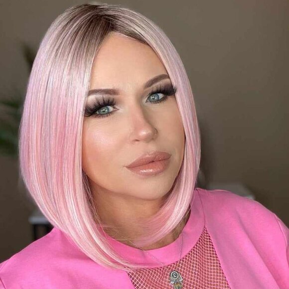 NEW Wigs for Every Woman brand Kate Cotton Candy Pink Short Wig Monofilament - Picture 2 of 3